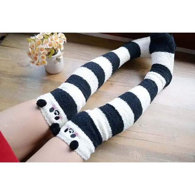 Kawaii Plush Socks Thigh Highs Leg Warmers Fuzzy Warm DDLG Little Space Age Regression CGL