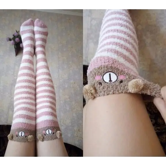 Furry Thigh High Socks for Cozy Comfort and Style - Socks