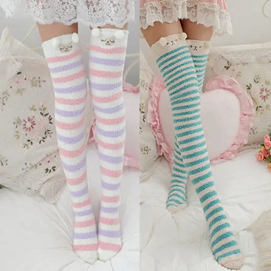 Furry Thigh High Socks for Cozy Comfort and Style - Socks