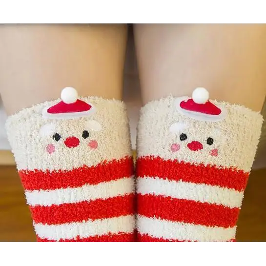 Furry Thigh High Stockings for a Cozy Christmas Look - socks