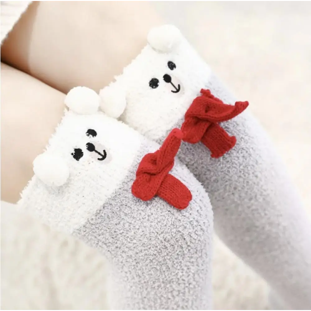 Furry Thigh High Stockings for Cozy Holiday Comfort - socks