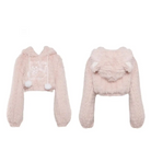 Fuzzy Kitten Cropped Hoodie in Soft Pastel Pink - sweater