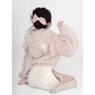Fuzzy Kitten Cropped Hoodie in Soft Pastel Pink - Cosparty