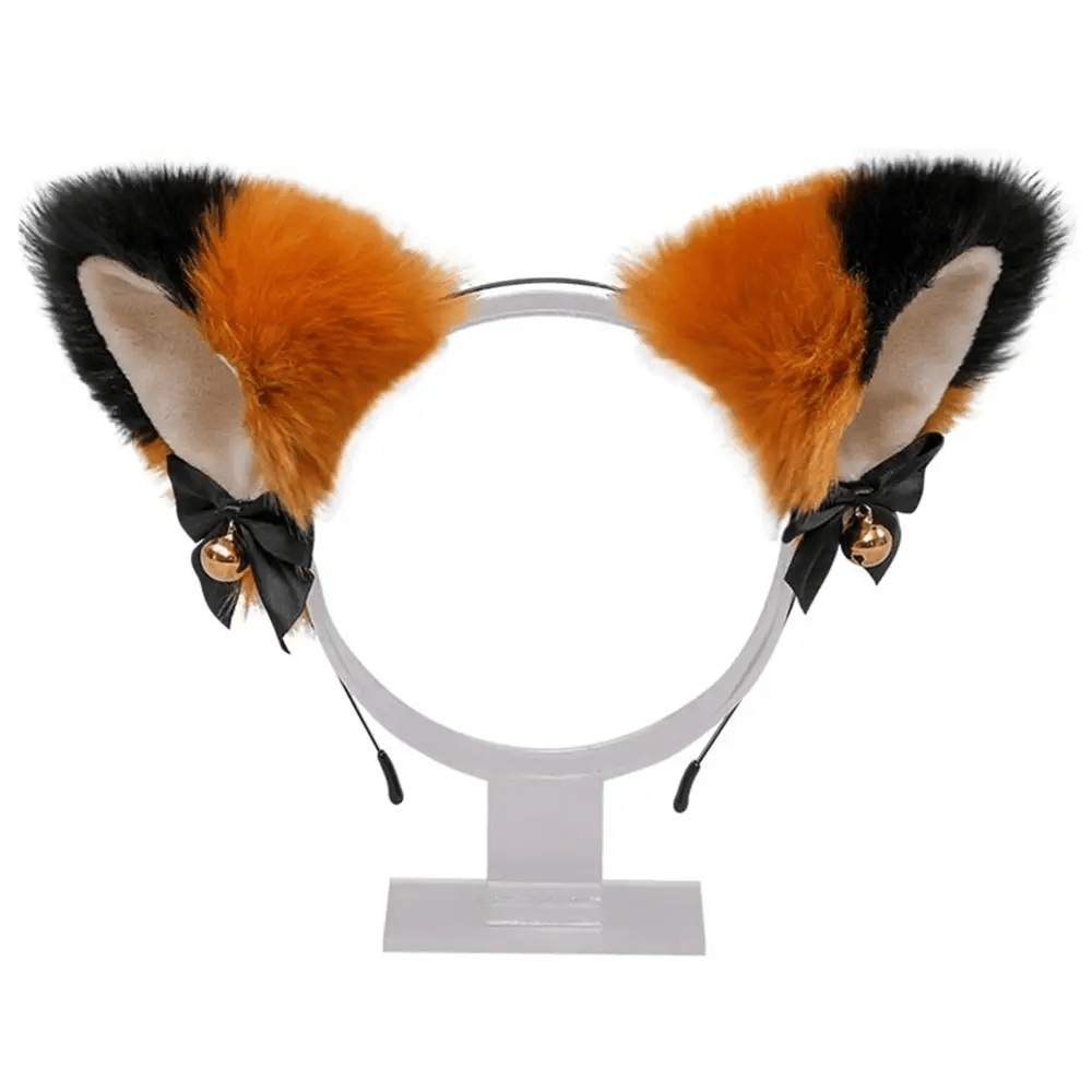 Fuzzy Kitty Cat Ear Headband with Bells and Ribbons - Cosparty
