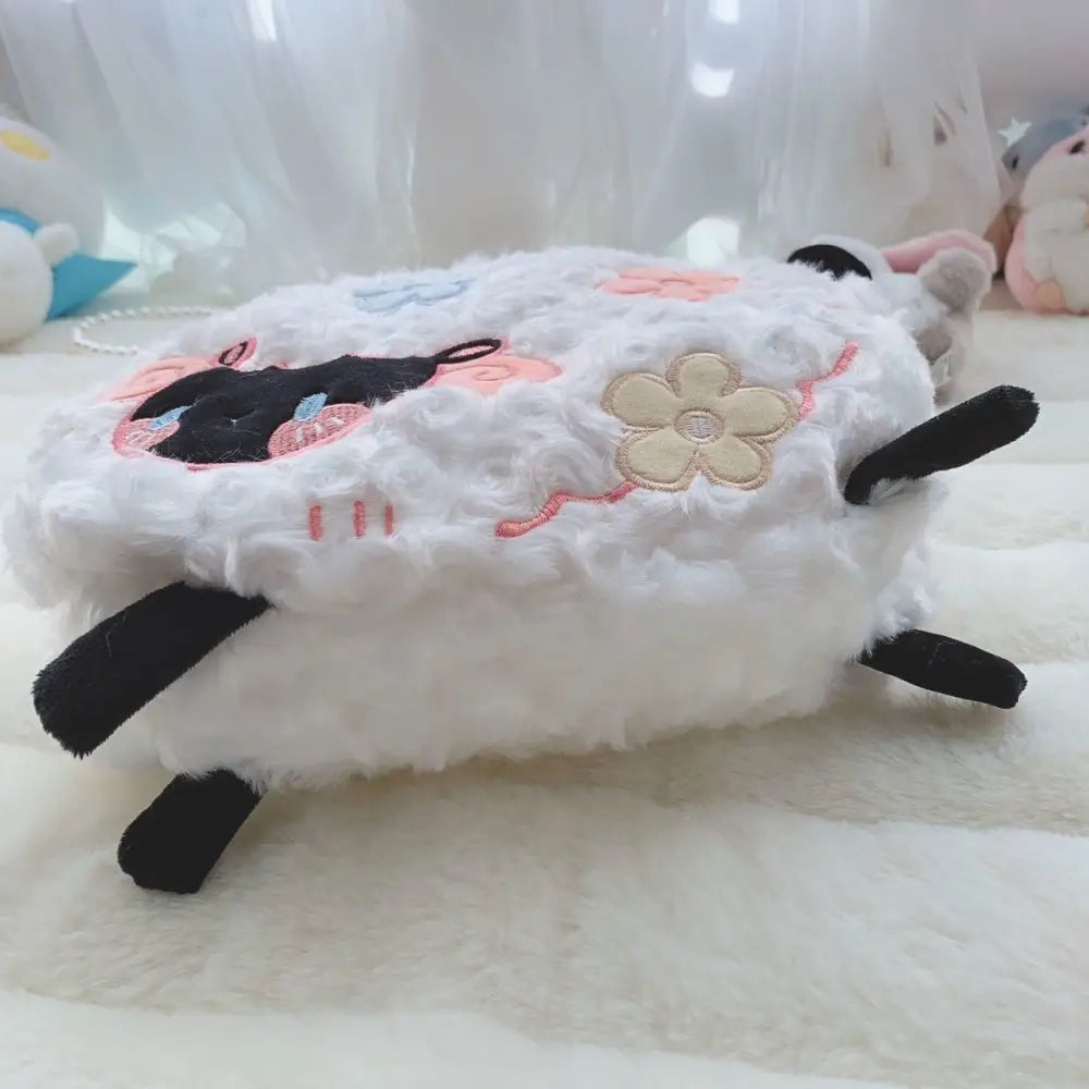 Fuzzy Lamb Sheep Plush Handbag for Pastel Kawaii Style - Purse