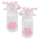 3D Furry Paw Pad Sockies - White & Pink Socks - 3d paw pad, ankle socks, pad print, prints