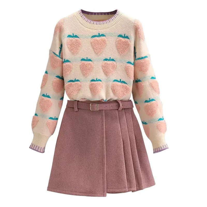 Fuzzy Peach and Strawberry Long Sleeve Sweatshirt for Kawaii Style - Cosparty