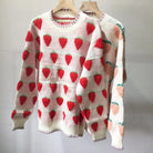 Fuzzy Peach and Strawberry Long Sleeve Sweatshirt for Kawaii Style - Cosparty