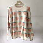 Fuzzy Peach and Strawberry Long Sleeve Sweatshirt for Kawaii Style - Cosparty