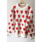 Fuzzy Peach and Strawberry Long Sleeve Sweatshirt for Kawaii Style - Cosparty