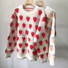 Fuzzy Peach and Strawberry Long Sleeve Sweatshirt for Kawaii Style - sweater