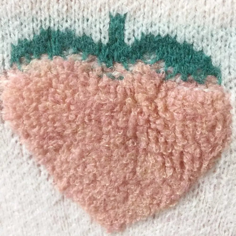 Fuzzy Peach and Strawberry Long Sleeve Sweatshirt for Kawaii Style - Cosparty