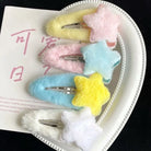 Fuzzy Star Hair Clips for Kawaii and Pastel Style Accessories - hair accessory