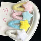 Fuzzy Star Hair Clips for Kawaii and Pastel Style Accessories - Cosparty