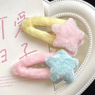 Fuzzy Star Hair Clips for Kawaii and Pastel Style Accessories - hair accessory