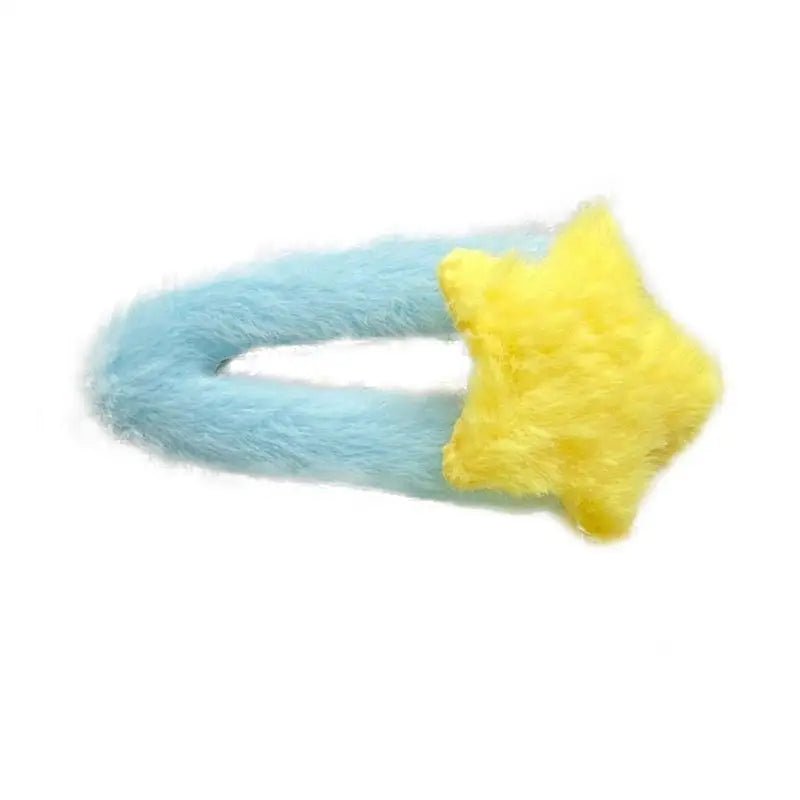 Fuzzy Star Hair Clips for Kawaii and Pastel Style Accessories - Cosparty