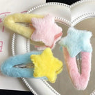 Fuzzy Star Hair Clips for Kawaii and Pastel Style Accessories - Cosparty