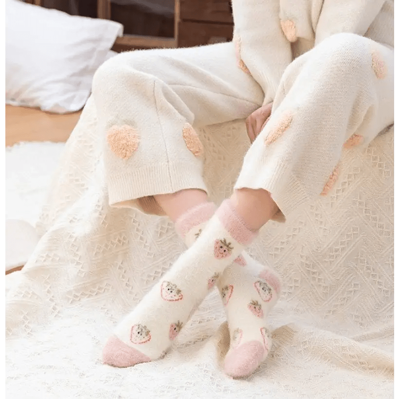 Fuzzy Strawberry Socks for Ultimate Comfort and Style - Cosparty