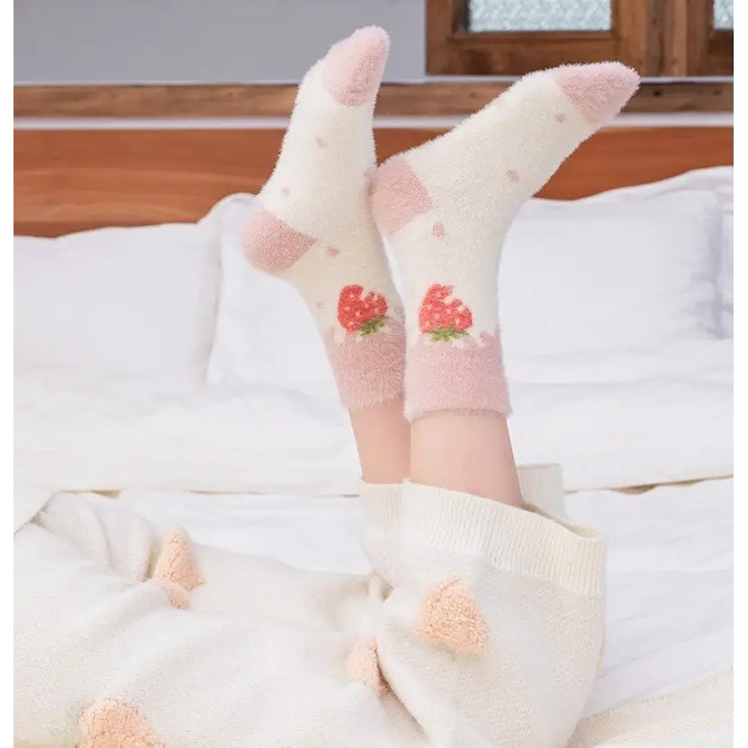 Fuzzy Strawberry Socks for Ultimate Comfort and Style - socks