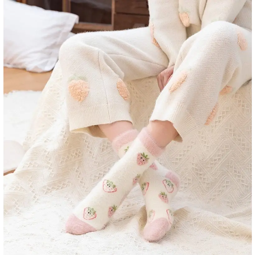 Fuzzy Strawberry Socks for Ultimate Comfort and Style - socks