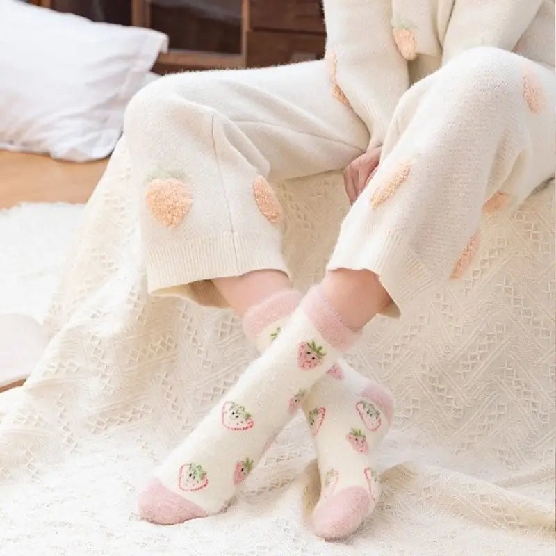 Fuzzy Strawberry Socks for Ultimate Comfort and Style - Cosparty