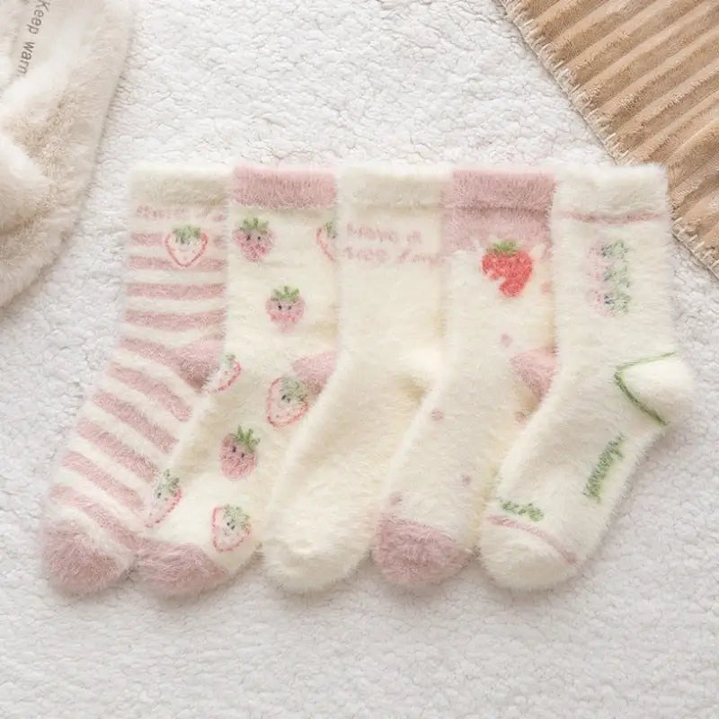 Fuzzy Strawberry Socks for Ultimate Comfort and Style - socks