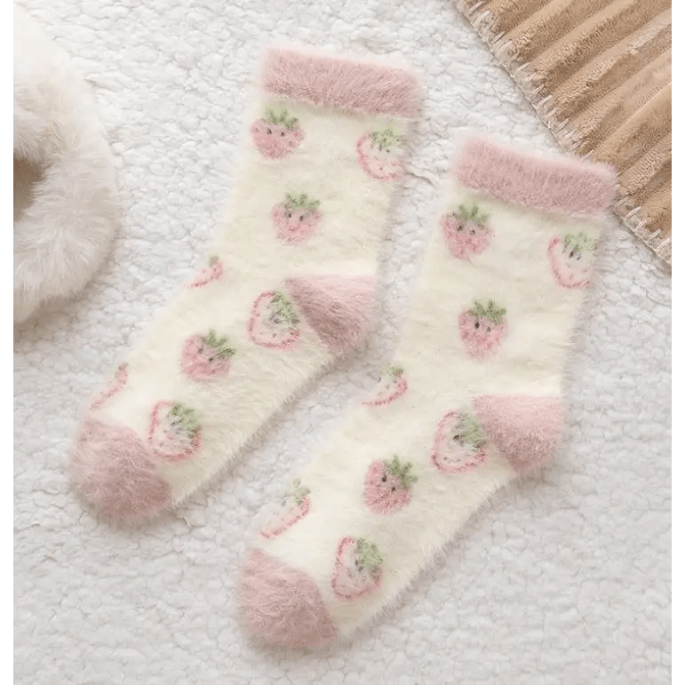 Fuzzy Strawberry Socks for Ultimate Comfort and Style - Cosparty
