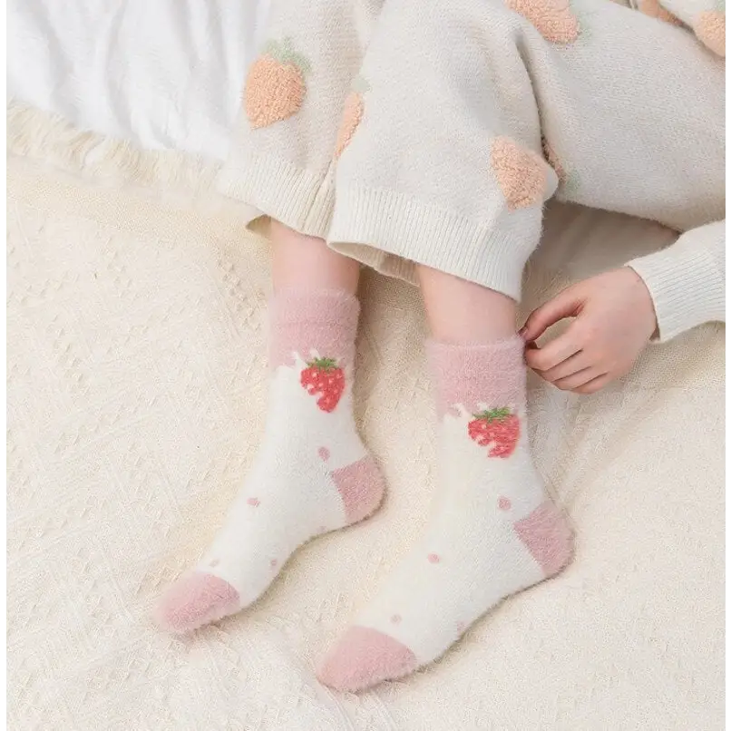 Fuzzy Strawberry Socks for Ultimate Comfort and Style - socks