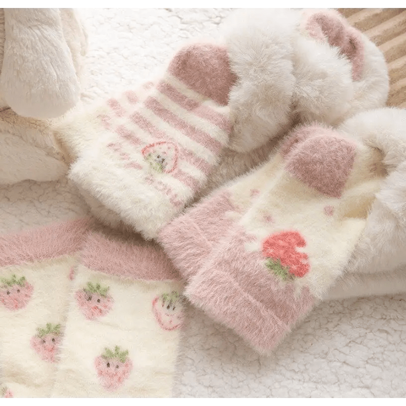 Fuzzy Strawberry Socks for Ultimate Comfort and Style - Cosparty