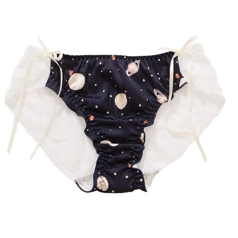 Galaxy Patterned Ruffled Lace Back Undies in New Condition Org Instock - Cosparty