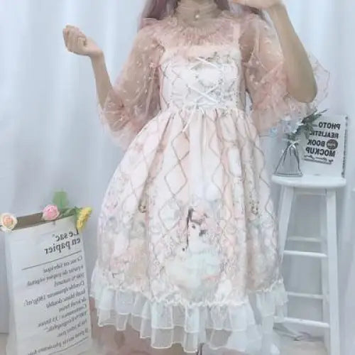 Genuine Lolita Dress in Pastel Pink with Victorian Inspired Design - Pink dress - dress