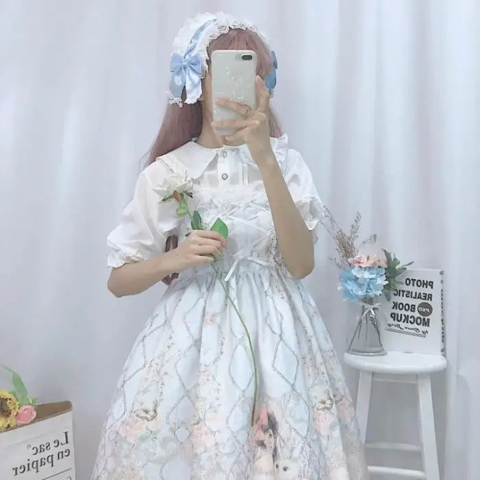 Genuine Lolita Dress in Pastel Pink with Victorian Inspired Design - dress