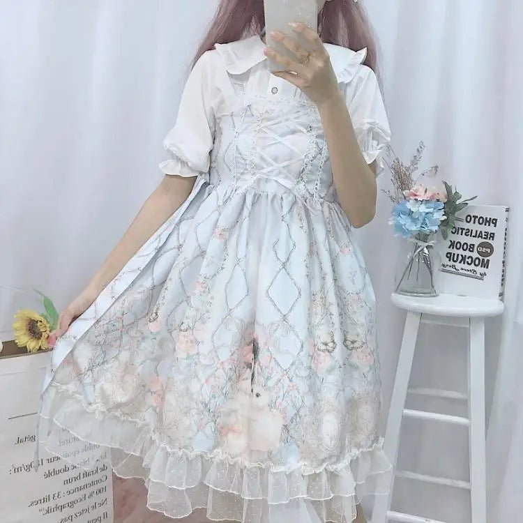 Genuine Lolita Dress in Pastel Pink with Victorian Inspired Design - Cosparty