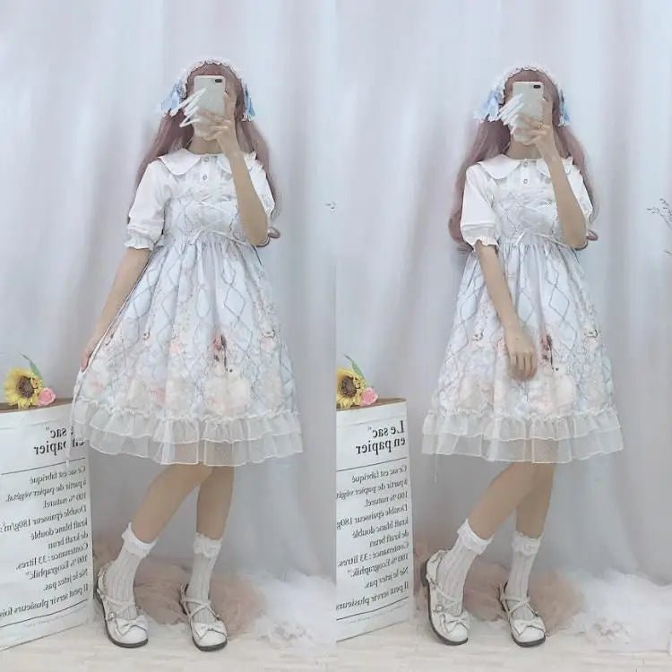 Genuine Lolita Dress in Pastel Pink with Victorian Inspired Design - Cosparty