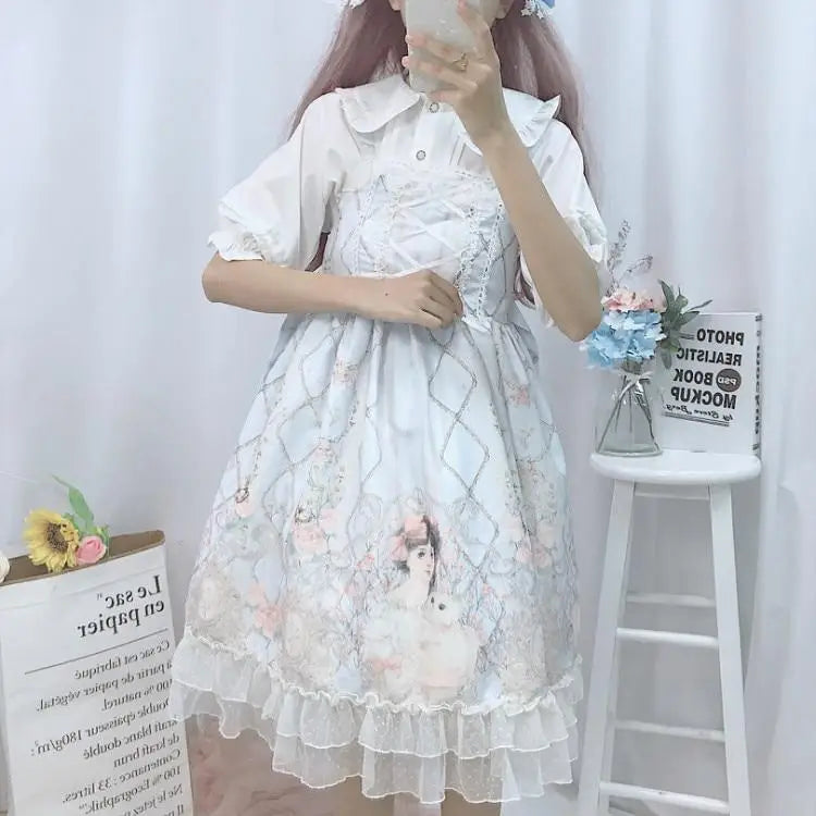 Genuine Lolita Dress in Pastel Pink with Victorian Inspired Design - dress