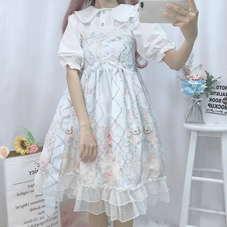 Genuine Lolita Dress in Pastel Pink with Victorian Inspired Design - Cosparty