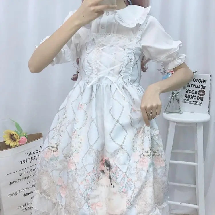 Genuine Lolita Dress in Pastel Pink with Victorian Inspired Design - dress