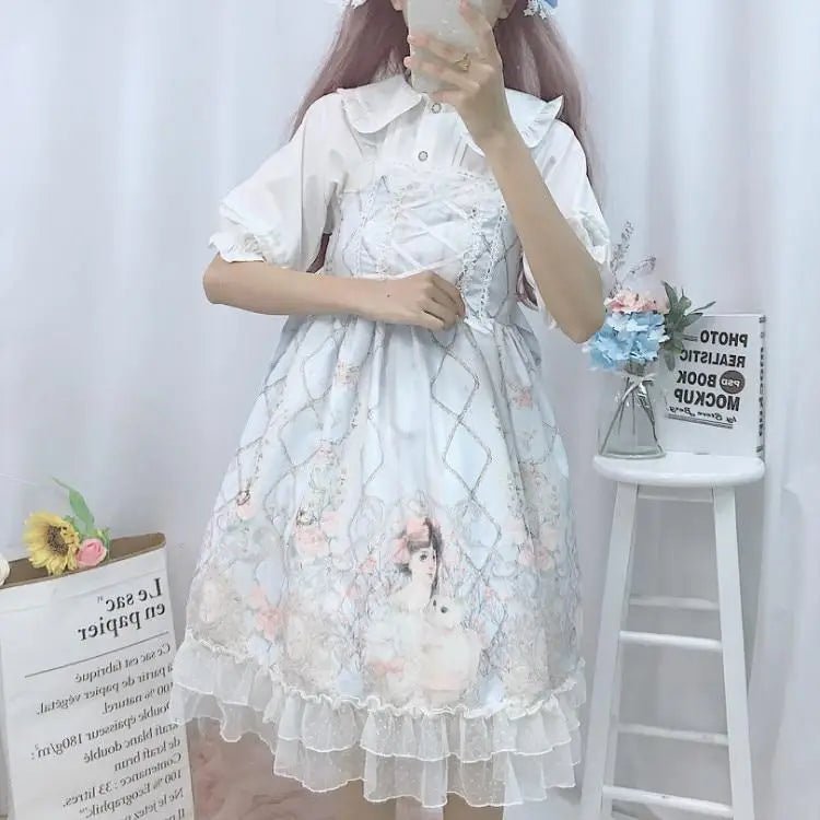 Genuine Lolita Dress in Pastel Pink with Victorian Inspired Design - Cosparty