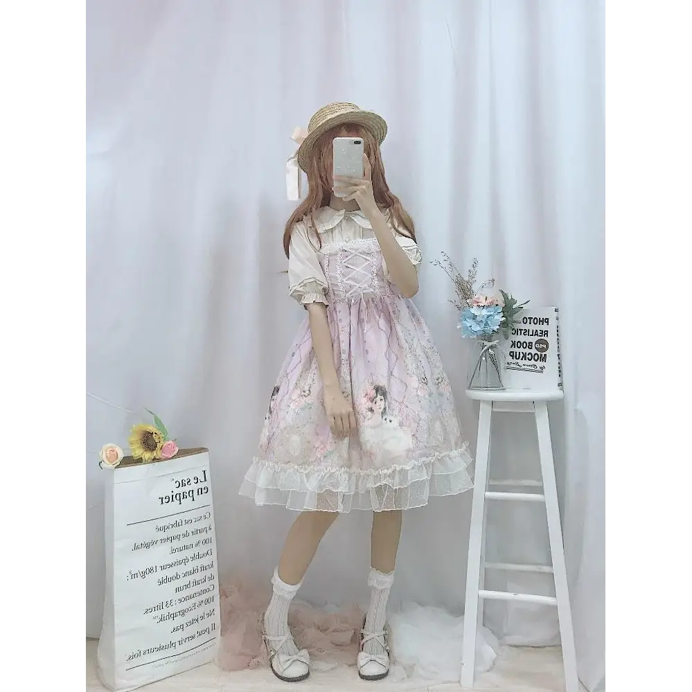 Genuine Lolita Dress in Pastel Pink with Victorian Inspired Design - dress