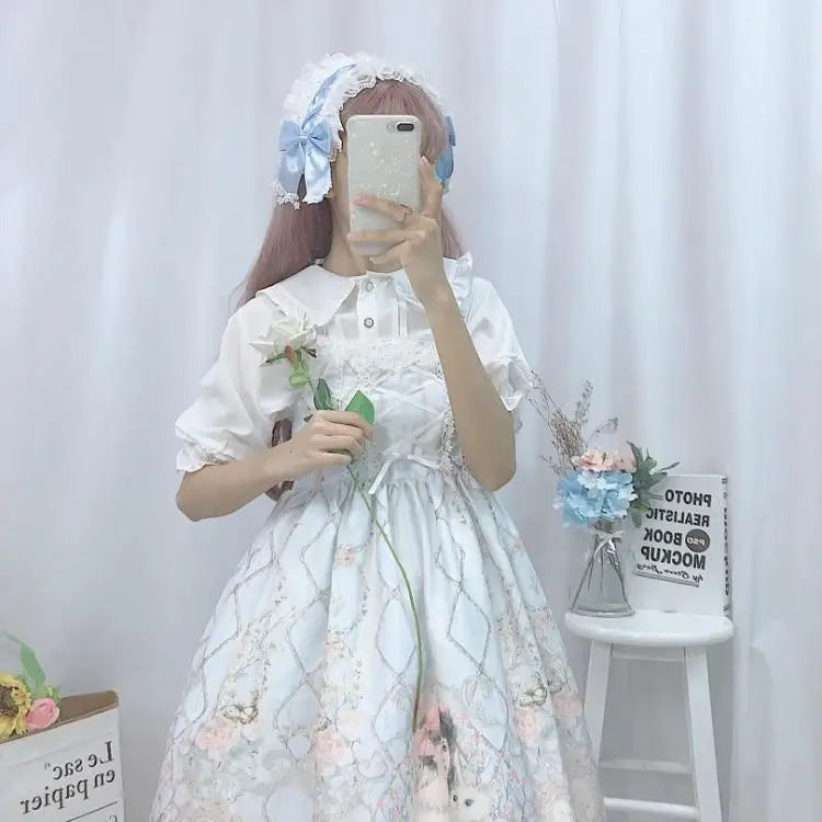 Genuine Lolita Dress in Pastel Pink with Victorian Inspired Design - dress