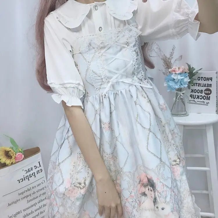 Genuine Lolita Dress in Pastel Pink with Victorian Inspired Design - Cosparty