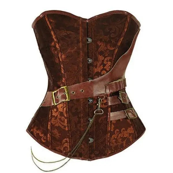 genuine steampunk dieselpunk corset victorian era vintage rustic knob zipper cog lace up silk ribbon waist trainer steel boned by Cosparty