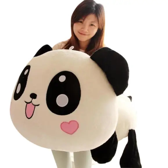 Giant Plush Panda Pillow with Cute Anime-Inspired Face - Plush