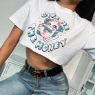 Give Me The Money Crop Top - L - cat, cold, crop, crop top, cropped