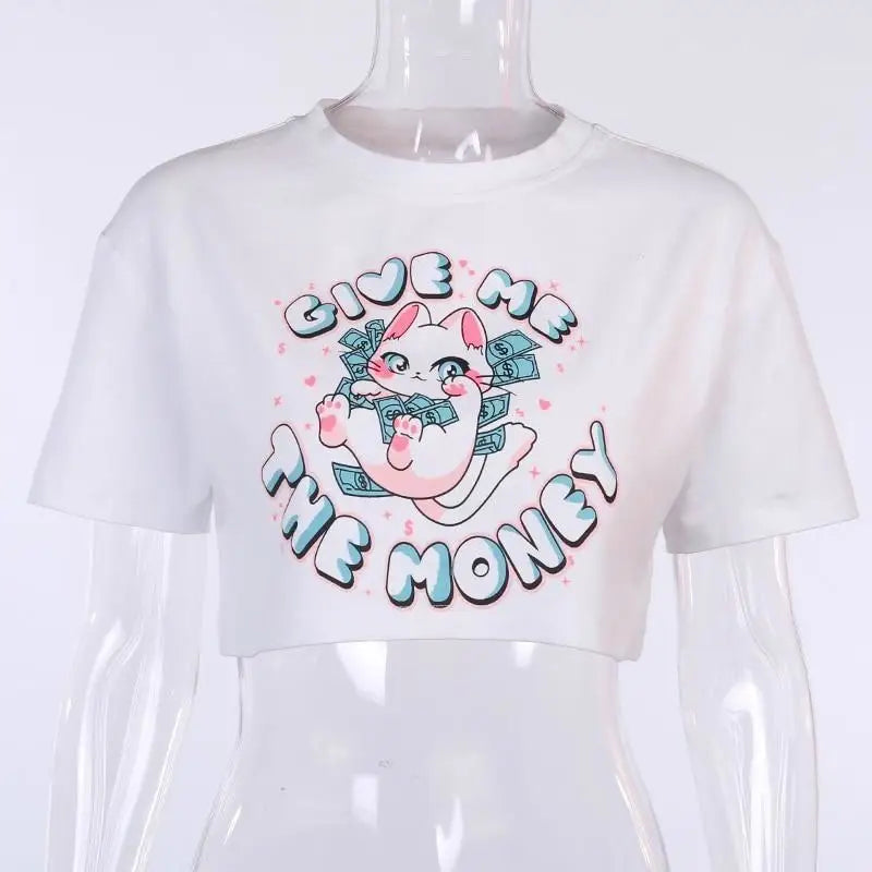 Give Me The Money Oversized Cropped Tee 97-105cm Neko Vibes - shirt