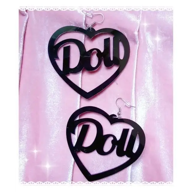 Doll Hoop Earrings - Black - earrings