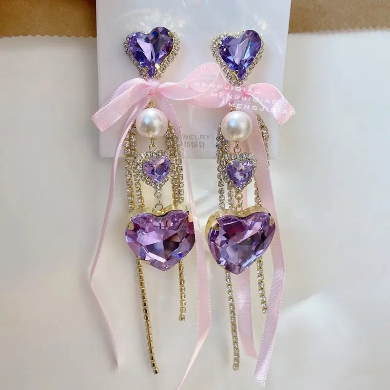 Crystal Princess Drop Earrings - accessories, crystal earrings, crystals, dangle earrings, drop earrings Cosparty