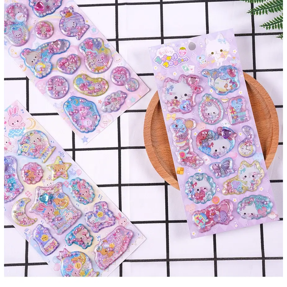 Glittering 3D Puffy Kitty Cat Stickers - stickers