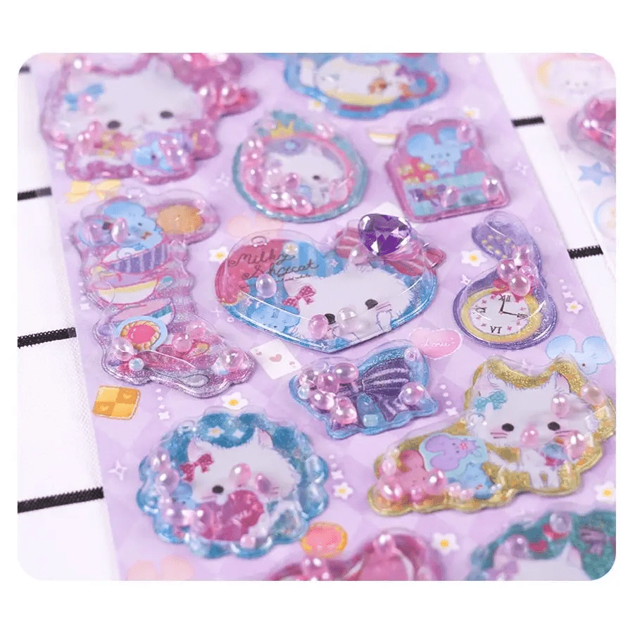 Glittering 3D Puffy Kitty Cat Stickers - Cosparty