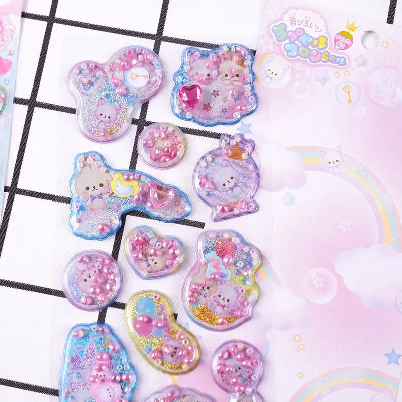 Glittering 3D Puffy Kitty Cat Stickers - stickers